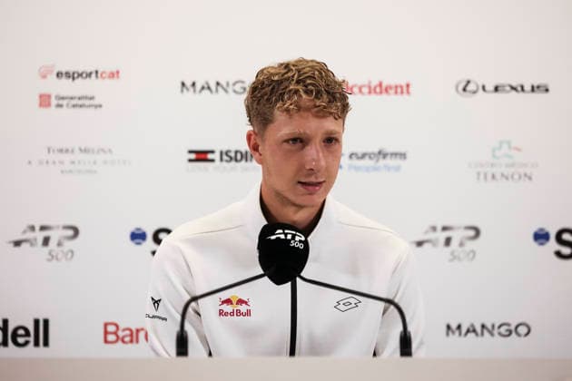 April 12, 2026, Barcelona, Barcelona, Spain: Martin Landiluce of Spain attends his press conference, PK, Pressekonferenz during of the Barcelona Open Banc Sabadell 2026 at Real Club de Tenis Barcelona on April 12, 2026 in Barcelona, Spain. Barcelona Open Banc Sabadell - Conde Godo 2026 Day 2  - ZUMAa181 20260412_zaa_a181_407 Copyright: xJavierxBorregox