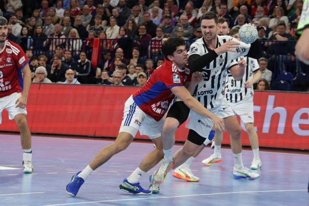 2026 04 12 xfsx Daikin HBL Handballl 1 Bundesliga Hamburger Sportverein Handball THW Kiel v l Kaj Geenen 17, HSV Hamburg Handball , Hendrik Pekeler THW Kiel ,61 Copyright: HMBxMedia FernandoxSoares