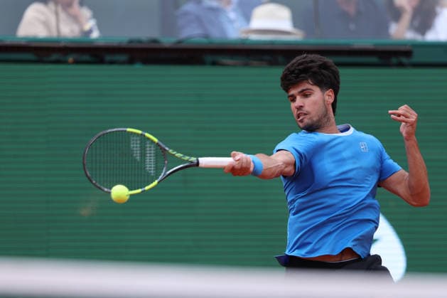 Rolex Monte-Carlo Masters - Day Eight Carlos Alcaraz of Spain plays a forehand during his Final match against Jannik Sinner of Italy on day Eight of the Rolex Monte-Carlo Masters at Monte-Carlo Country Club on April 12, 2026 in Monte-Carlo, Monaco. Monaco Monte-Carlo Country Club Monte_Carlo Monaco Copyright: xAllstarxPicturexLibraryxLtdx