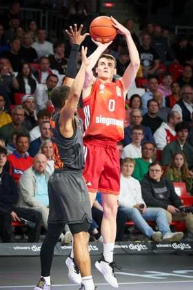 Neno Dimitrijevic 0 FC Bayern Muenchen Basketball in action , FC Bayern Muenchen Basketball vs Niners Chemnitz, easyCredit BBL, Basketball, Bundesliga, Men, Main Round, April 12, 2026 Muenchen Bayern Germany Copyright: xkolbert-press MartinxAgüerax