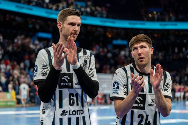 12 04 2026, xdobgx, Handball Daikin HBL, Handball Sport Verein Hamburg THW Kiel v l Hendrik Pekeler Kiel, 61 , Lukas Zerbe Kiel, 24 Celebrating the victory, cheering after the end of the match