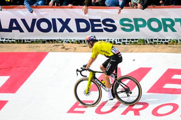 Paris - Roubaix Hauts-de-France 2026 Cycling Race ROUBAIX, FRANCE - APRIL 12 : Van Aert Wout (BEL) of Team Visma Lease a Bike celebrating his victory during the 123rd edition of Paris - Roubaix Hauts-de-France an UCI World Tour 1.UWT one day cycling road race for Men Elite of 258 km with start in Compiegne and finish in Roubaix on April 12, 2026 in Roubaix, France, 12 04 2026 Roubaix France  Copyright: xTomasxSiskx