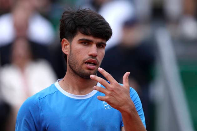 Rolex Monte-Carlo Masters - Day Eight Carlos Alcaraz of Spain reacts during his Final match against Jannik Sinner of Italy on day Eight of the Rolex Monte-Carlo Masters at Monte-Carlo Country Club on April 12, 2026 in Monte-Carlo, Monaco. Monaco Monte-Carlo Country Club Monte_Carlo Monaco Copyright: xAllstarxPicturexLibraryxLtdx