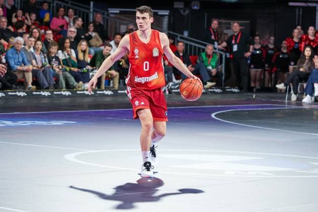 Neno Dimitrijevic 0 FC Bayern Muenchen Basketball in action, FC Bayern Muenchen Basketball vs Niners Chemnitz, easyCredit BBL, Basketball, Bundesliga, Men, Main Round, April 12, 2026 Muenchen Bayern Germany Copyright: xkolbert-press MartinxAgüerax