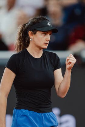 TENNIS - WTA, Tennis Damen Upper Austria Ladies Linz LINZ,AUSTRIA,12.APR.26 - TENNIS - WTA Tour, Upper Austria Ladies Linz. Image shows the rejoicing of Miriam Skoch (CZE).  GEPAxpictures xAlexanderxSolc