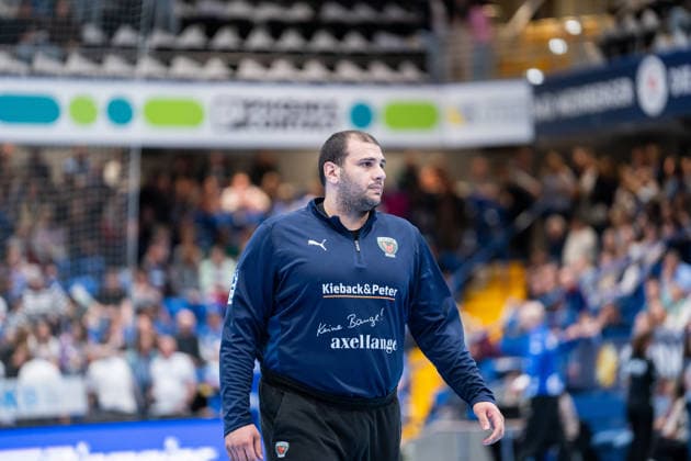 TBV Lemgo Lippe GER vs Fuechse Berlin GER , Handball, Daikin Handball Bundesliga, 28 Matchday, 12 4 2026, Season 2025 2026, Lemgo Dejan Milosavljev Fuechse Berlin, 96 when warming up Lemgo Phoenix Contact Arena Germany
