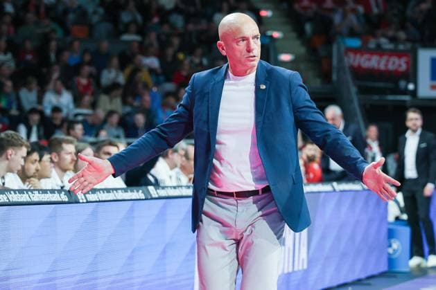 Head Coach Rodrigo Pastore Niners Chemnitz gestures, Emotion, FC Bayern Muenchen Basketball vs Niners Chemnitz, easyCredit BBL, Basketball, Bundesliga, Men, Main Round, April 12, 2026 Muenchen Bayern Germany Copyright: xkolbert-press MartinxAgüerax