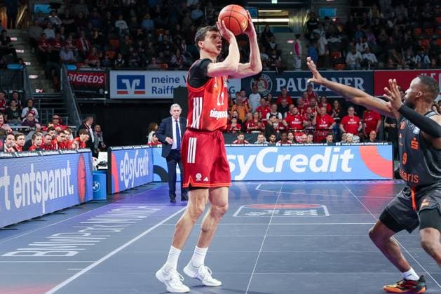 Vladimir Lucic 11 FC Bayern Muenchen Basketball in action , FC Bayern Muenchen Basketball vs Niners Chemnitz, easyCredit BBL, Basketball, Bundesliga, Men, Main Round, April 12, 2026 Muenchen Bayern Germany Copyright: xkolbert-press MartinxAgüerax