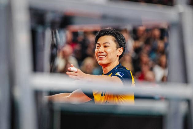 Volleyball Mens Bundesliga Playoffs Semifinals 2025 2026 SVG Lüneburg vs SWD powervolleys Düren 12 04 2026 Sho Takahashi 21 SVG Lüneburg smiles