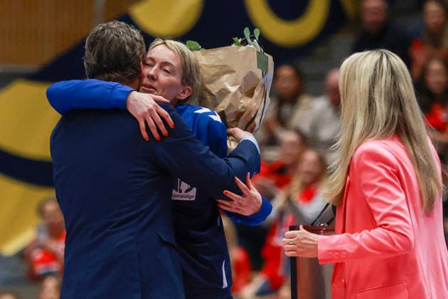 Handball, EHF EURO Cup Norway Slovakia Kristiansand 20260412 Katrine Lunde before the start of the handball match in the EHF Euro Cup for women between Norway and Slovakia in Aquarama in Kristiansand The photo was taken on behalf of the Norwegian Handball Association Photo Trond R Teigen NTB Kristiansand Norway EDITORIAL USE ONLY RESTRICTED USE FOR BETTING COMPANIES  Copyright: xTrondxR.xTeigenx xNTBx