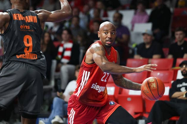 Isiaha Mike FC Bayern Basketball, 22 , GER, FC Bayern Basketball vs Niners Chemnitz, Basketball, easycredit Basketball Bundesliga, 29 Matchday, Season 2025 2026, 12 04 2026, GER, FC Bayern Basketball vs Niners Chemnitz, Basketball, easycredit Basketball Bundesliga, 29 Matchday, Season 2025 2026, 12 04 2026 Munich Copyright: xEibner-Pressefoto JennixMaulx EP_JML