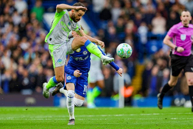 Chelsea v Manchester City, Premier League Bernardo Silva (20) of Manchester City during the Premier League match between Chelsea and Manchester City at Stamford Bridge, London, UK on 12 April 2026. Editorial use only DataCo restrictions apply See www.football-dataco.com , Copyright: xNigelxKeenex PSI-24056-0064