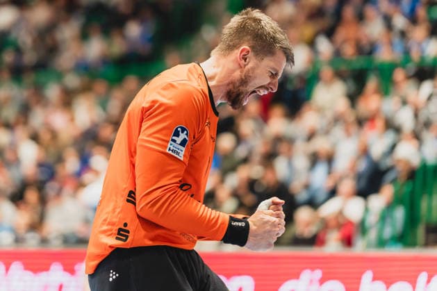 Christopher Rudeck Bergischer HC, 01 emotional after a save Bergischer HC vs TVB Stuttgart, Handball, Daikin 1 HBL, 28 Matchday, Season 2025 26, 12 04 2026, Bergischer HC vs TVB Stuttgart, Handball, Daikin 1 HBL, 28 Matchday, Season 2025 26, 12 04 2026 Wuppertal Copyright: xEibner-Pressefoto LukasxBaldygax EP_LBA