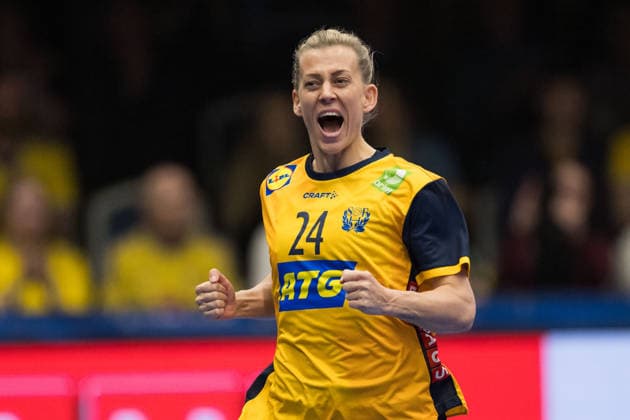 260412 Nathalie Hagman of Sweden celebrates during the women s EHF Euro Qualification handball match between Sweden and Lithuania on April 12, 2026 in Kosta Photo Suvad Mrkonjic BILDBYRAN COP 170 SM0457 handball handball handball kval em em kval qualification womens ehf euro qualification sverige sweden litauen lithuania dam bbeng jubel sverige sweden celebrates  Copyright: SUVADxMRKONJIC BB260412SM019