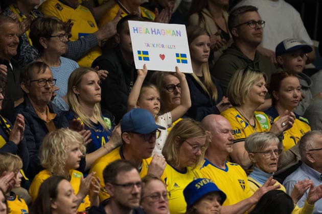 260412 Fans of Sweden during the women s EHF Euro Qualification handball match between Sweden and Lithuania on April 12, 2026 in Kosta Photo Suvad Mrkonjic BILDBYRAN COP 170 SM0457 handball handball handball kval em em kval qualification womens ehf euro qualification sverige sweden litauen lithuania dam bbeng sverige sweden  Copyright: SUVADxMRKONJIC BB260412SM020