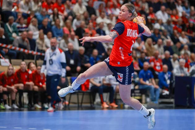 Handball, EHF EURO Cup Norway Slovakia Kristiansand 20260412 Norway s Veronica Kristiansen during the handball match in the EHF Euro Cup for women between Norway and Slovakia at Aquarama in Kristiansand The photo was taken on behalf of the Norwegian Handball Association Photo Trond R Teigen NTB Kristiansand Norway EDITORIAL USE ONLY RESTRICTED USE FOR BETTING COMPANIES  Copyright: xTrondxR.xTeigenx xNTBx