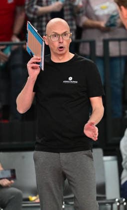 GER 1 VBL, Play Off Semi-Final, SVG Lueneburg vs SWD Powervolleys Dueren 12 04 2026, GER 1 VBL, PLay Off Semi-Final, SVG Lueneburg vs SWD Powervolleys Dueren, in the picture Christophe Achten Coach Dueren nordphotoxGmbH xWitke nph00002