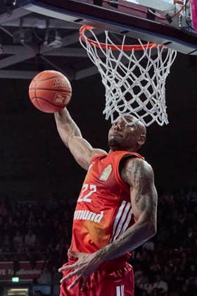 German Basketball Bundesliga BBL , FC Bayern Munich Basketball vs NINERS Chemnitz, Munich FC Bayern Basketball, NINERS Chemnitz, 2026 04 12 in Munich SAP Garden MIKE Isiaha FC Bayern Munich Basketball Power Forward PF Nr22 FCBB22 sportworld Munich SAP Garden Bayern Germany