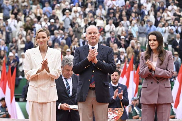 Tennis - Monte Carlo Rolex Masters 2026 - ATP, Tennis Herren - 12 04 2026 - Tennis - Monte Carlo Rolex Masters 2026 - ATP - 12 04 2026 - Finale SInner Alcaraz Victoire du Suisse - Melanie de Massy - Charlene de Monaco - Prince ALbert der Monaco Monaco  Copyright: xChryslenexCaillaud Psnewzx