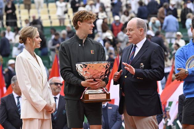 Tennis - Monte Carlo Rolex Masters 2026 - ATP, Tennis Herren - 12 04 2026 - Tennis - Monte Carlo Rolex Masters 2026 - ATP - 12 04 2026 - Finale SInner Alcaraz Victoire du Suisse - Melanie de Massy - Charlene de Monaco - Prince ALbert der Monaco Monaco  Copyright: xChryslenexCaillaud Psnewzx