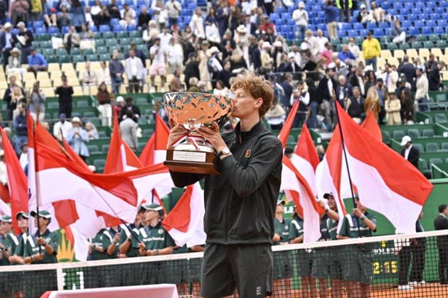 Tennis - Monte Carlo Rolex Masters 2026 - ATP, Tennis Herren - 12 04 2026 - Tennis - Monte Carlo Rolex Masters 2026 - ATP - 12 04 2026 - Finale SInner Alcaraz Victoire du Suisse - Melanie de Massy - Charlene de Monaco - Prince ALbert der Monaco Monaco  Copyright: xChryslenexCaillaud Psnewzx