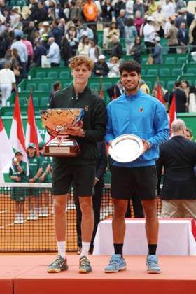 Tennis, ATP, Tennis Herren Monte Carlo Rolex Masters 2026 final, Carlos Alcaraz (ESP), Jannik Sinner (ITA), Sunday, April 12, 2026. Photo Felice Calabro  Copyright: xFelicexCalabro x xipa-agency.netx xFELICExCALABRO x IPA_Agency_IPA73917811