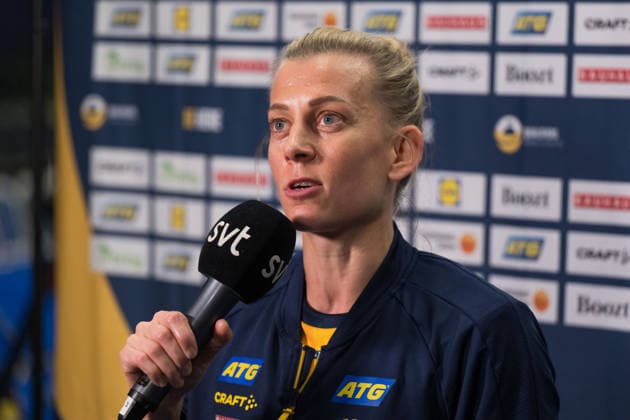 260412 Nathalie Hagman of Sweden is being interviewed by the media during the women s EHF Euro Qualification handball match between Sweden and Lithuania on April 12, 2026 in Kosta Photo Suvad Mrkonjic BILDBYRAN COP 170 SM0457 handball handball handball kval em em kval qualification womens ehf euro qualification sverige sweden litauen lithuania dam bbeng sverige sweden  Copyright: SUVADxMRKONJIC BB260412SM043