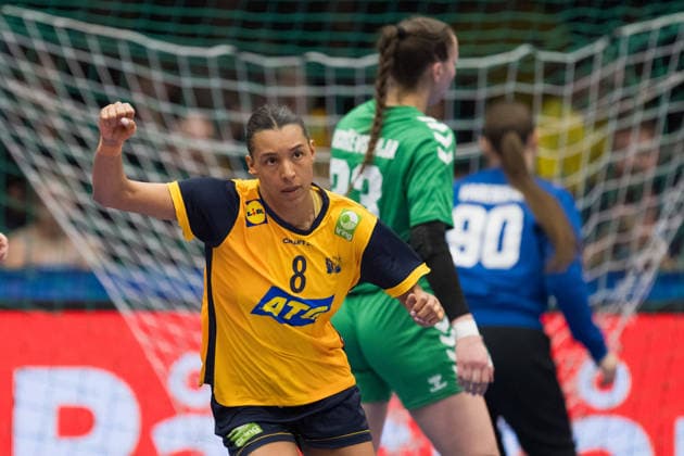 260412 Jamina Roberts of Sweden celebrates during the women s EHF Euro Qualification handball match between Sweden and Lithuania on April 12, 2026 in Kosta Photo Suvad Mrkonjic BILDBYRAN COP 170 SM0457 handball handball handball kval em em kval qualification womens ehf euro qualification sverige sweden litauen lithuania dam bbeng jubel sverige sweden celebrates  Copyright: SUVADxMRKONJIC BB260412SM044