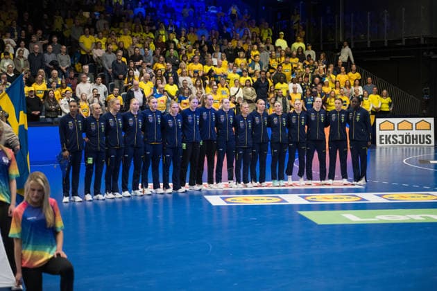 260412 Players of Sweden during the women s EHF Euro Qualification handball match between Sweden and Lithuania on April 12, 2026 in Kosta Photo Suvad Mrkonjic BILDBYRAN COP 170 SM0457 handball handball handball kval em em kval qualification womens ehf euro qualification sverige sweden litauen lithuania dam bbeng sverige sweden  Copyright: SUVADxMRKONJIC BB260412SM055