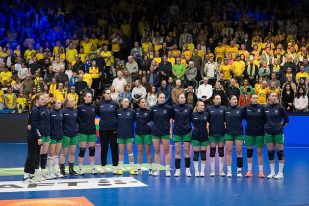 260412 Players of Lithuania during the women s EHF Euro Qualification handball match between Sweden and Lithuania on April 12, 2026 in Kosta Photo Suvad Mrkonjic BILDBYRAN COP 170 SM0457 handball handball handball kval em em kval qualification womens ehf euro qualification sverige sweden litauen lithuania dam bbeng sverige sweden  Copyright: SUVADxMRKONJIC BB260412SM056