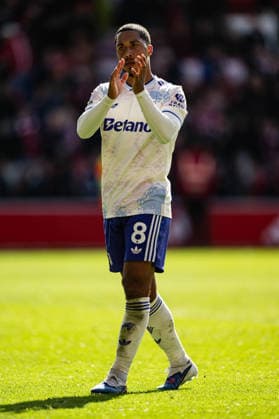 12th April 2026; The City Ground, Nottingham, England; Premier League Football, Nottingham Forest versus Aston Villa; Youri Tielemans of Aston Villa applauds the travelling fans after the final whistle GodfreyxPitt