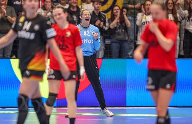 GER, Hamm, Germany vs Belgium, EHF EURO Qualifiers, Handball, EHF, Season 2025 2026, WESTPRESS arena, 6 Matchday in picture Katharina Filter Germany Handball Women 42 , Goal, Cheering and Joy, Emotions DFB DFL REGULATIONS PROHIBIT ANY USE OF PHOTOGRAPHS AS IMAGE SEQUENCES AND OR QUASI VIDEO, 12 04 2026 Copyright: HMBxMedia HendrikxHamelau
