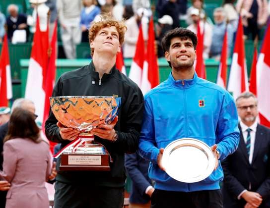 Rolex Monte-Carlo Masters PHOTOPQR NICE MATIN Dylan Meiffret ; Roquebrune Cap-Martin ; 12 04 2026 ; 119e edition du Rolex Monte-Carlo Masters de Tennis. Matchs du 8e jour. ICI : Finale du simple, Jannik Sinner remporte le trophe face a Carlos Alcaraz Roquebrune Cap-Martin France  Copyright: xPHOTOPQR NICExMATIN MAXPPPxDylanxMeiffretx 20260412NIM0772 20260412NIM0772