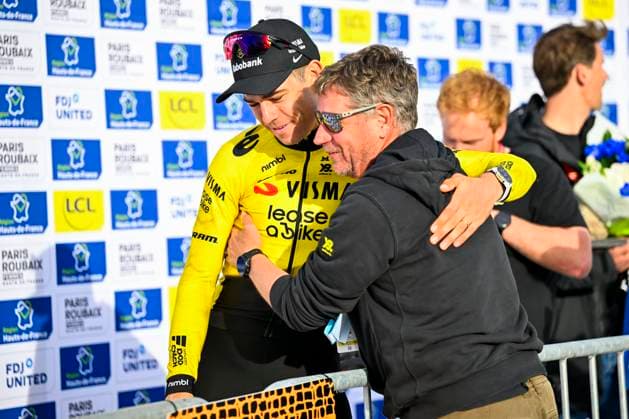 Paris - Roubaix Hauts-de-France 2026 Cycling Race ROUBAIX, FRANCE - APRIL 12 : Van Aert Wout (BEL) of Team Visma Lease a Bike after the race during the 123rd edition of Paris - Roubaix Hauts-de-France an UCI World Tour 1.UWT one day cycling road race for Men Elite of 258 km with start in Compiegne and finish in Roubaix on April 12, 2026 in Roubaix, France, 12 04 2026 Roubaix France  Copyright: xTomasxSiskx