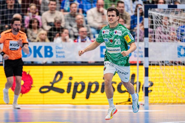 Tim Freihoefer Fuechse Berlin, 20 GER, TBV Lemgo Lippe vs Fuechse Berlin, Handball, 1 Bundesliga, Matchday 28, Season 2025 2026, 12 04 2026 GER, TBV Lemgo Lippe vs Fuechse Berlin, Handball, 1 Bundesliga, Matchday 28, Season 2025 2026, 12 04 2026 Lemgo Copyright: xEibner-Pressefoto JanxRollingerx EP_JSK