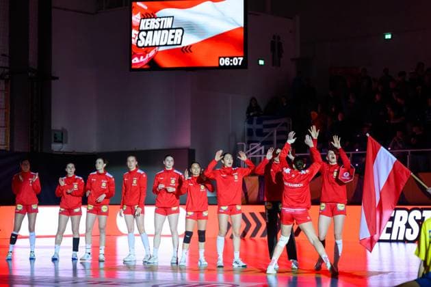 HANDBALL - EHF EURO Quali, AUT vs GRE LINZ,AUSTRIA,12.APR.26 - HANDBALL - EHF Women s European Championship, EM, Europameisterschaft qualification, OEHB international match, Länderspiel, Nationalmannschaft Austria vs Greece. Image shows the team of AUT.  GEPAxpictures xDanielaxMoser