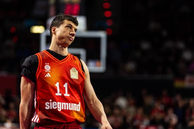 GER, easy Credit Basketball Bundesliga, FC Bayern München Basketball Niners Chemnitz 12 04 2026, BMW Park, Munich, GER, easy Credit Basketball Bundesliga, FC Bayern München Basketball Niners Chemnitz Vladimir LuÄiÄ‡ Vladimir Lucic FC Bayern München Basketball 11 Foto Alexander Trienitz München BMW Park Bayern Deutschland