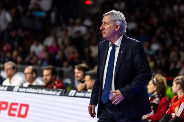 GER, easy Credit Basketball Bundesliga, FC Bayern München Basketball Niners Chemnitz 12 04 2026, BMW Park, Munich, GER, easy Credit Basketball Bundesliga, FC Bayern München Basketball Niners Chemnitz Svetislav Pesic Head Coach FC Bayern München Basketball Foto Alexander Trienitz München BMW Park Bayern Deutschland