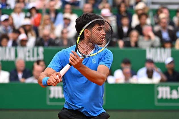 Carlos Alcaraz v Jannik Sinner At Rolex Monte-Carlo Masters 2026 Finale - Monaco Carlos Alcaraz (ESP) during the men’s final at the 2026 Rolex Monte-Carlo Masters in Monte-Carlo, MONACO, on April 12, 2026. Photo by Corinne Dubreuil ABACAPRESS.COM MONTE-CARLO Monaco  Copyright: xDubreuilxCorinne ABACAx