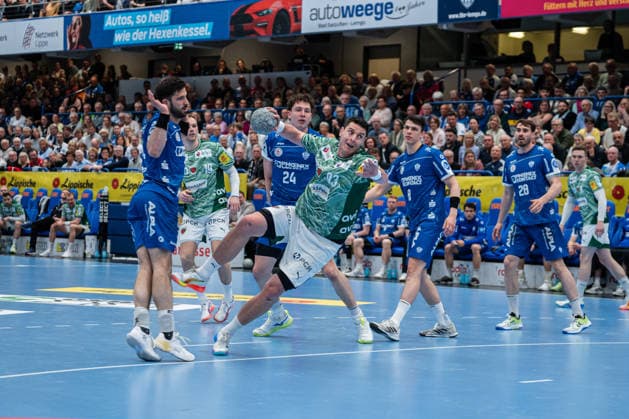 TBV Lemgo Lippe GER vs Fuechse Berlin GER , Handball, Daikin Handball Bundesliga, 28 Matchday, 12 4 2026, Season 2025 2026, Lemgo Mijajlo Marsenic Fuechse Berlin, 93 in goal Lemgo Phoenix Contact Arena Germany