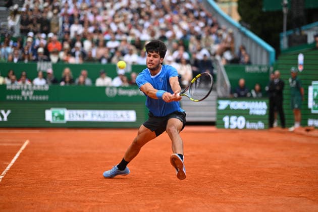 Carlos Alcaraz v Jannik Sinner At Rolex Monte-Carlo Masters 2026 Finale - Monaco Carlos Alcaraz (ESP) during the men’s final at the 2026 Rolex Monte-Carlo Masters in Monte-Carlo, MONACO, on April 12, 2026. Photo by Corinne Dubreuil ABACAPRESS.COM MONTE-CARLO Monaco  Copyright: xDubreuilxCorinne ABACAx