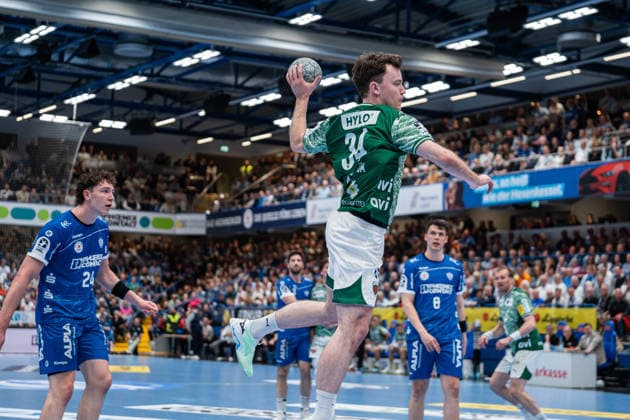 TBV Lemgo Lippe GER vs Fuechse Berlin GER , Handball, Daikin Handball Bundesliga, 28 Matchday, 12 4 2026, Season 2025 2026, Lemgo Hakun West av Teigum Fuechse Berlin, 34 in goal Lemgo Phoenix Contact Arena Germany