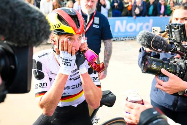 Paris - Roubaix Hauts-de-France 2026 Cycling Race ROUBAIX, FRANCE - APRIL 12 : Koch Franziska (GER) of FDJ United - SUEZ celebrating her victory during the 123rd edition of Paris - Roubaix Hauts-de-France an UCI World Tour 1.UWT one day cycling road race for Women Elite of 258 km with start in Compiegne and finish in Roubaix on April 12, 2026 in Roubaix, France, 12 04 2026 ( Motordriver Kenny Verfaillie - Roubaix France  Copyright: xVincentxKalutx