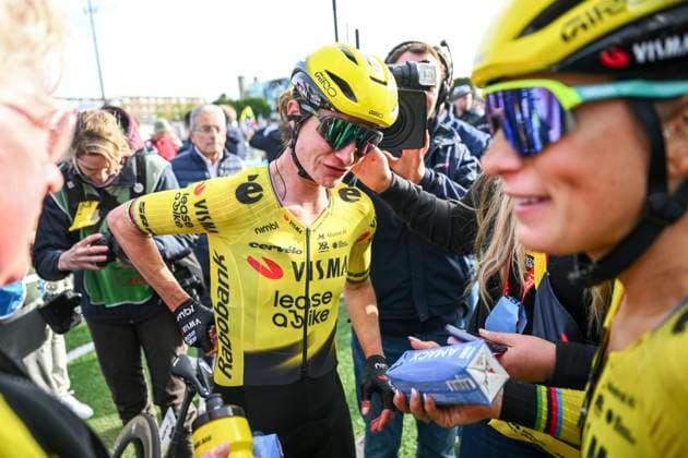 Paris - Roubaix Hauts-de-France 2026 Cycling Race ROUBAIX, FRANCE - APRIL 12 : Vos Marianne (NED) of Team Visma Lease a Bike after the race during the 123rd edition of Paris - Roubaix Hauts-de-France an UCI World Tour 1.UWT one day cycling road race for Women Elite of 258 km with start in Compiegne and finish in Roubaix on April 12, 2026 in Roubaix, France, 12 04 2026 ( Motordriver Kenny Verfaillie - Roubaix France  Copyright: xVincentxKalutx