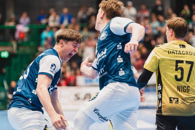 Soeren Steinhaus Bergischer HC, 53 with cheers Bergischer HC vs TVB Stuttgart, Handball, Daikin 1 HBL, 28 Matchday, Season 2025 26, 12 04 2026, Bergischer HC vs TVB Stuttgart, Handball, Daikin 1 HBL, 28 Matchday, Season 2025 26, 12 04 2026 Wuppertal Copyright: xEibner-Pressefoto LukasxBaldygax EP_LBA