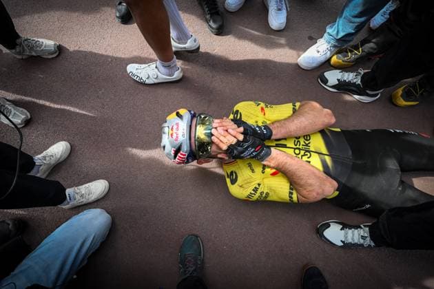 Wout van Aert of Team Visma-Lease a Bike pictured after winning the men s Paris-Roubaix cycling race, Sunday 12 April 2026, around Roubaix, France. The 123rd edition of Paris-Roubaix cycling races will take on Sunday, with the women riding 143,1 km the men riding 258,3 km on Sunday. POOLxETIENNExGARNIER  x170585635x