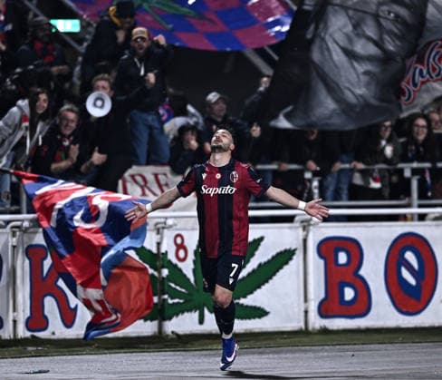 Mp Bologna 12 04 2026 - campionato di calcio serie A Bologna-Lecce foto Matteo Papini Image nella foto: esultanza gol Riccardo Orsolini 