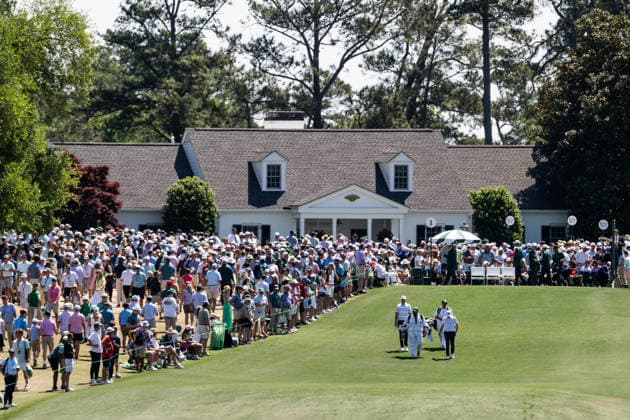 260412 Ludvig Aberg of Sweden and Brian Campbell of USA during the final round of the 2026 Masters Golf Tournament on April 12, 2026 in Augusta Photo Petter Arvidson BILDBYRAN kod PA PA1196 golf masters bbeng the masters augusta sweden sverige  Copyright: PETTERxARVIDSON BB260412PA071