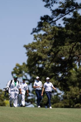 260412 Ludvig Aberg of Sweden and Brian Campbell of USA during the final round of the 2026 Masters Golf Tournament on April 12, 2026 in Augusta Photo Petter Arvidson BILDBYRAN kod PA PA1196 golf masters bbeng the masters augusta sweden sverige  Copyright: PETTERxARVIDSON BB260412PA075