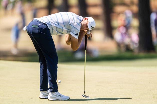 260412 Ludvig Aberg of Sweden looks dejected during the final round of the 2026 Masters Golf Tournament on April 12, 2026 in Augusta Photo Petter Arvidson BILDBYRAN kod PA PA1196 golf masters bbeng the masters augusta sweden sverige depp  Copyright: PETTERxARVIDSON BB260412PA079